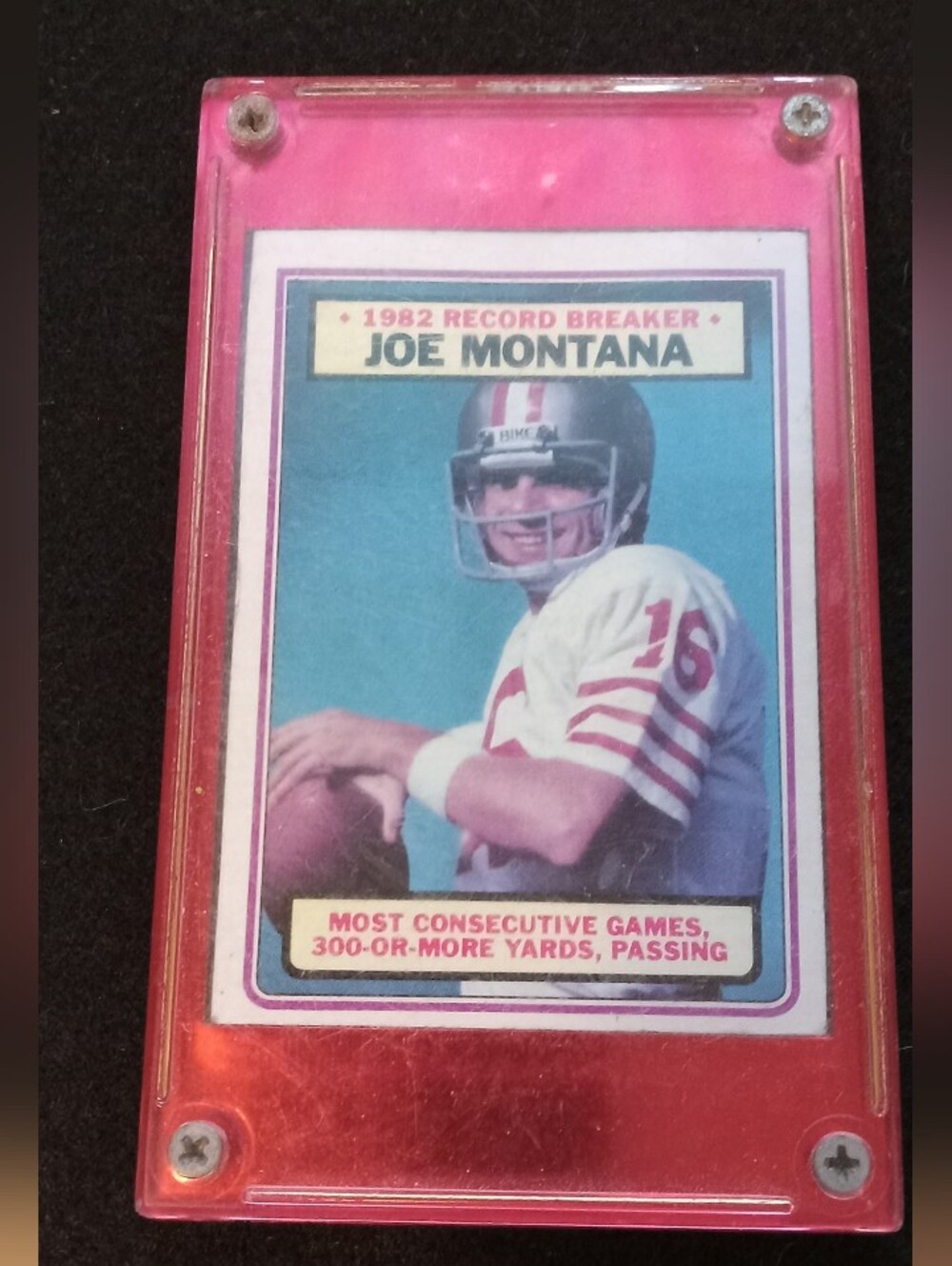 1982 Joe Montana Football Card in Hard Protective Case